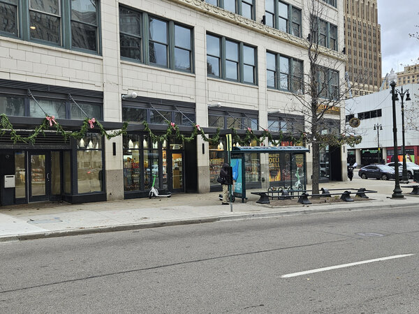 Garland swags along a downtown block